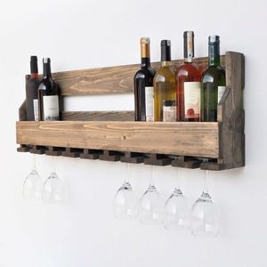Raft pentru sticle de vin, Evila Originals, Icki011, 90x30x12 cm, Maro imagine