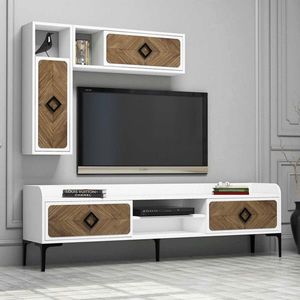 Comoda TV, Hommy Craft, Samba, 180x52x35 cm, Alb/Maro imagine