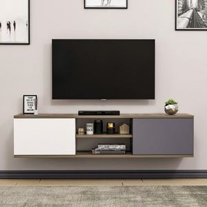 Comoda TV, Inarch, Ayze, 160x33.2x32 cm, Antracit / Nuc / Alb imagine
