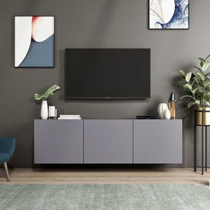 Comoda TV, Inarch, White, 150x44x31 cm, Antracit imagine
