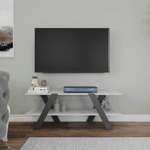 Comoda TV, Kalune Design, April, 120x45x33.1 cm, Alb/Gri imagine