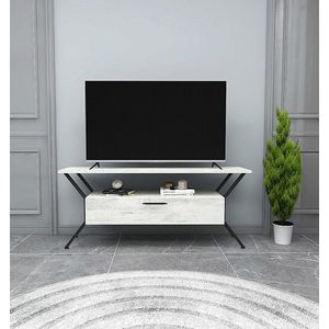 Comoda TV, Kalune Design, Tarz, 124x54x35 cm, Gri/Negru imagine