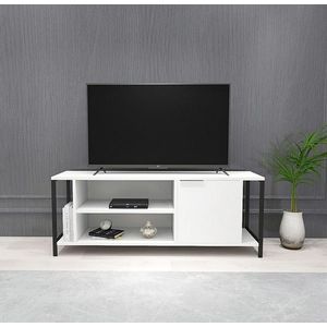 Comoda TV, Kalune Design, Bond, 120x54x30 cm, Alb/Negru imagine