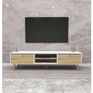Comoda TV, Kalune Design, Kraf 180, 180x50x40 cm, Pâslă / Alb imagine