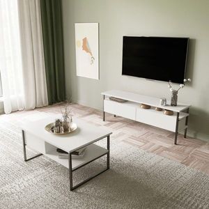 Comoda TV, Lacivert, Tuana, 140x50x35 cm, Alb imagine