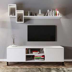 Comoda TV, Lacivert, Özel Tasarım Tv Ünitesi Beyaz L510, Alb imagine