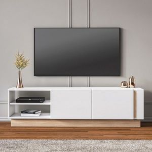 Comoda TV, Minima, Camillo, 160x45x35 cm, Stejar / Alb imagine