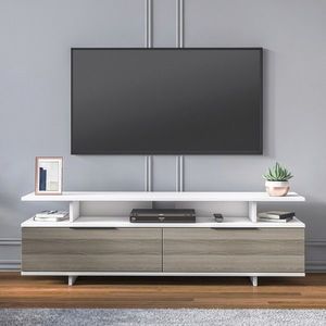 Comoda TV, Minima, Dream, 150x47x35 cm, Gri / Alb / Nuc imagine