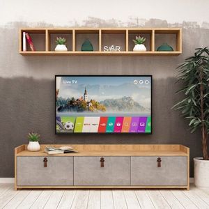 Comoda TV, Mod Design, Sleppa, Stejar / Alb imagine