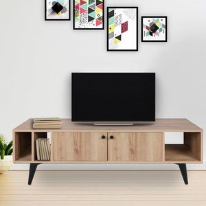 Comoda TV, Mod Design, Sidney, 150x40x50 cm, Stejar / Negru imagine