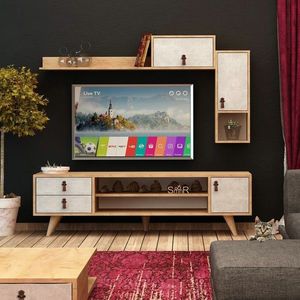 Comoda TV, Mod Design, Eleva, Stejar / Alb imagine
