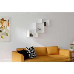 Raft de perete, Puqa Design, Silver, 98x72x19.6 cm, PAL, Alb imagine
