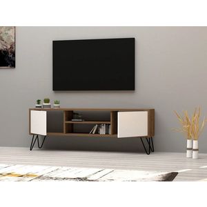 Comoda TV, Puqa Design, Eva, 140x50x30 cm, PAL, Nuc/Alb imagine