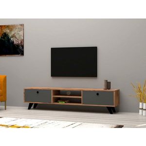 Comoda TV, Puqa Design, Tumuki, 160x37x29.6 cm, PAL, Pin Atlantic / Antracit imagine