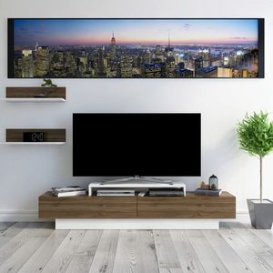Comoda TV, Retricy, Lusi, 180x31x40 cm, PAL, Alb/Maro imagine
