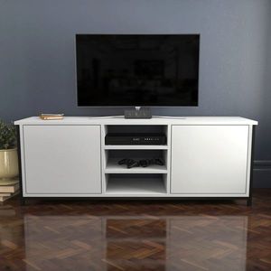 Comoda TV, Retricy, Otis, 140x35.3x50.8 cm, PAL, Alb/Negru imagine