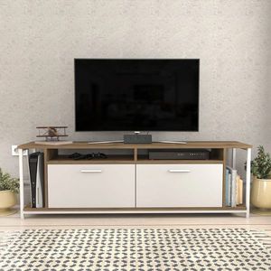 Comoda TV, Retricy, Omar, 160x35x50.8 cm, PAL, Alb/Maro imagine
