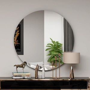 Oglinda decorativa, Siam, Zeos, 70x70x2.2 cm, MDF , Negru imagine