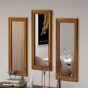 Set 3 oglinzi decorative, Siam, Lavia, MDF , Auriu imagine