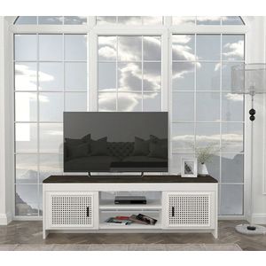 Comoda TV, Tera Home, Done, 150x48.2x35 cm, PAL, Alb/Maro închis imagine