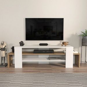 Comoda TV, Zena Home, Lenora, 150x45x35 cm, PAL, Alb/Maro imagine