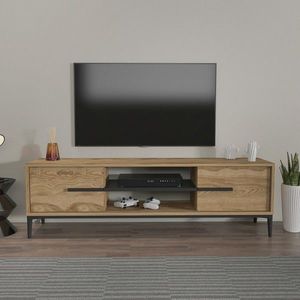 Comoda TV, Zena Home, Eslem, 120x43.6x29.6 cm, PAL, Stejar / Negru imagine