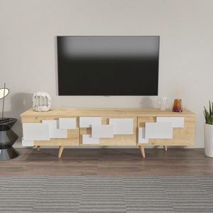 Comoda TV, Zena Home, 3 D, 160x45x35 cm, PAL, Stejar / Alb imagine