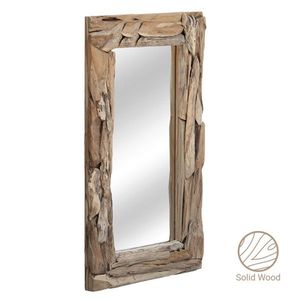 Oglinda decorativa Areli, Pakoworld, 60x120 cm, sticla/lemn de tec, natural imagine