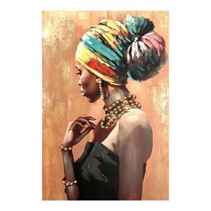 Tablou decorativ African, Inart, 80x100 cm, canvas/lemn de brad, multicolor imagine