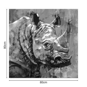 Tablou decorativ Rhinocery, Inart, 80x80 cm, canvas/lemn de brad, multicolor imagine