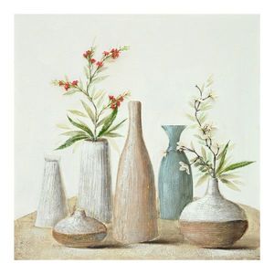 Tablou decorativ Vase v2, Inart, 100x100 cm, canvas/lemn de brad, multicolor imagine