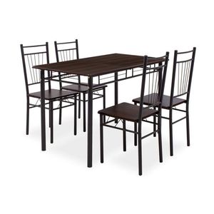 Set masa si 4 scaune Roza, Pakoworld, 120x70x75 cm, MDF, maro/negru imagine