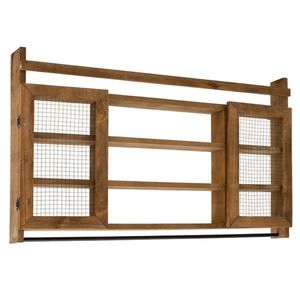 Raft de perete pentru bucatarie Puro, Pakoworld, 100x9x60 cm, lemn de pin, maro imagine