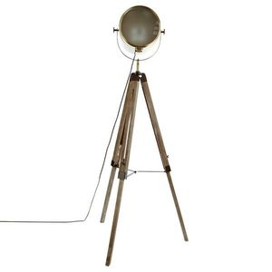 Lampadar Mads, Pakoworld, 62.5x57x150 cm, 1 x E27, metal/lemn, bronz/maro imagine