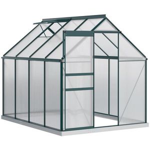 Outsunny Sera pentru plante din aluminiu kit sera de gradina walk-in din policarbonat cu ventilatie, Verde | Aosom RO imagine