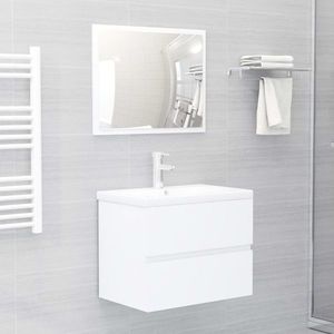 vidaXL Dulap cu chiuvetă de baie și oglindă, alb imagine