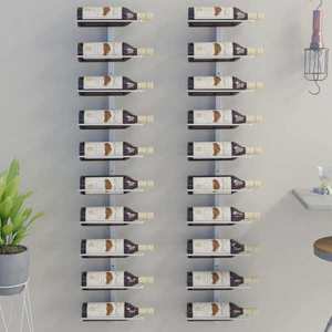 vidaXL Suport sticle de vin, de perete, 10 sticle, 2 buc., alb, metal imagine
