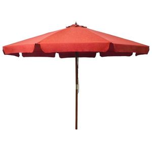 vidaXL Umbrelă de soare de exterior, stâlp lemn, cărămiziu, 330 cm imagine