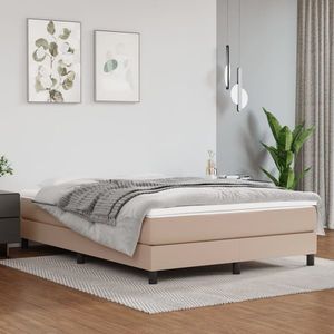 vidaXL Pat box spring cu saltea, cappuccino, 140x200cm piele ecologică imagine