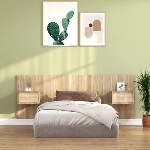 vidaXL Tăblie de pat cu dulapuri, stejar sonoma, lemn prelucrat imagine