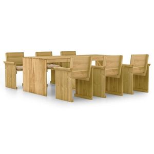 vidaXL Set mobilier de exterior, 7 piese, lemn de pin tratat imagine