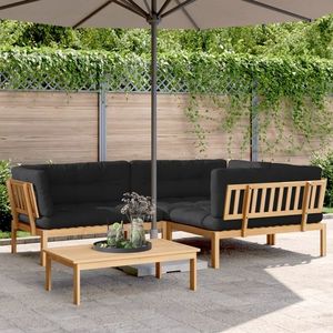 vidaXL Set canapele de grădină cu perne din paleți 4 piese lemn acacia imagine
