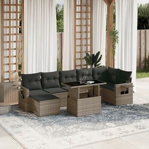 vidaXL Set canapele de grădină cu perne, 8 piese, gri, poliratan imagine