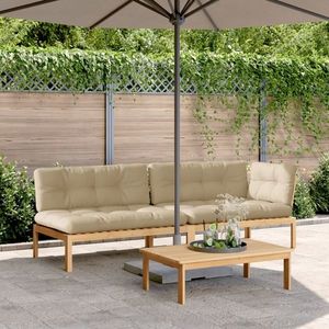 vidaXL Set canapele grădină cu perne din paleți, 3 piese, lemn acacia imagine