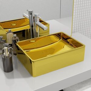 vidaXL Chiuvetă de baie, auriu, 41 x 30 x 12 cm, ceramică imagine