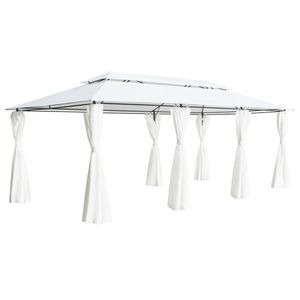 vidaXL Pavilion cu perdele, alb, 600 x 298 x 270 cm, 180g/m² imagine