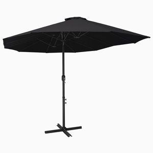 vidaXL Umbrelă de soare exterior cu stâlp aluminiu, negru, 460x270 cm imagine