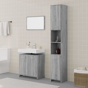 vidaXL Dulap cu chiuvetă de baie și oglindă, gri sonoma imagine