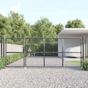vidaXL Poartă de grădină din plasă antracit 350x175 cm oțel galvanizat imagine