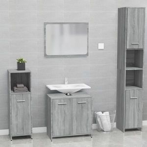 vidaXL Set de mobilier de baie, gri sonoma, lemn prelucrat imagine